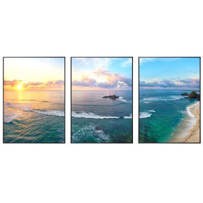 China Modern Minimalist Painting Wall Hanging Modern Triptych Landscape Wall Seascape Decorative Painting for sale