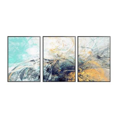 China Factory Wholesale Abstract 3 Panel With Frame Canvas Wall Art Print Acrylic Modern Abstract Painting for sale