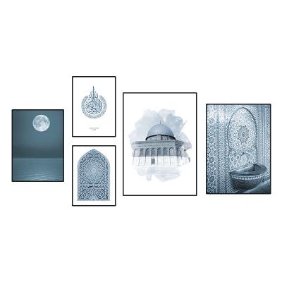 China Muslin Wholesale Customized Muslim Buildings Wall Painting Islamic Religious Islamic Canvas Original Wall Art for sale