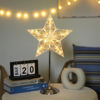 China 15.5cm pentagram star Plastic crystal frame3pcs Star string lights Northland Warm White Battery Operated Crystal Showcase Led Christmas Decoration Star Fairy String Lights for sale