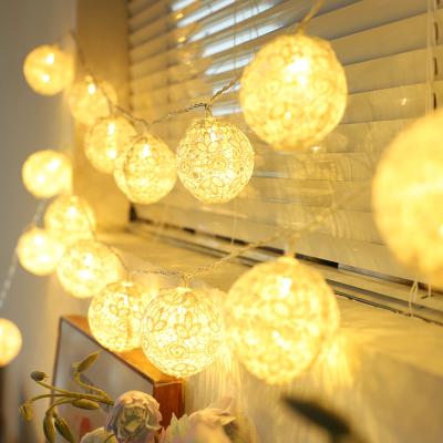 China AC LED string light 3 Aa Battery Copper Wire Fairy Light String Led Hanging Christmas Lace Cotton Ball Lights String For Home Decor for sale