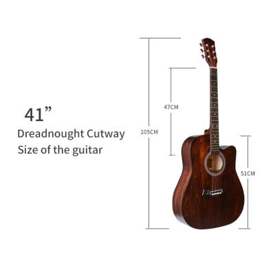 China Basswood Chinese Customized Dark Brown Acoustic Guitar 2020 With Retro Color Finished 19USD For Sample for sale