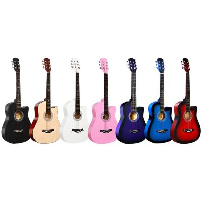 China Basewood cheap wholesale price 38 inch colorful acoustic guitar for beginner for sale