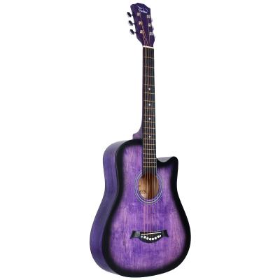 China Basswood ready to ship wholesale cheap price 38 inch purple acoustic guitar for sale