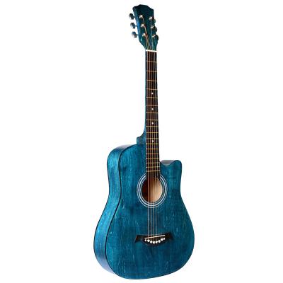 China Hot Selling 38 Inch Basswood Blue Cutaway Acoustic Guitar With Basswood Top for sale