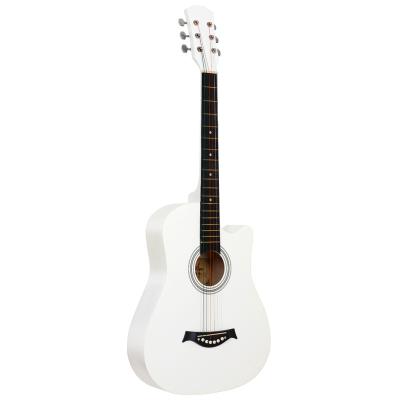 China Wholesale 38 Inch Acoustic Guitar Cutaway White Basswood For Student for sale