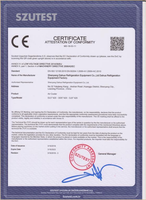 CE - Shenyang Dahua Refrigeration Equipment Co., Ltd.