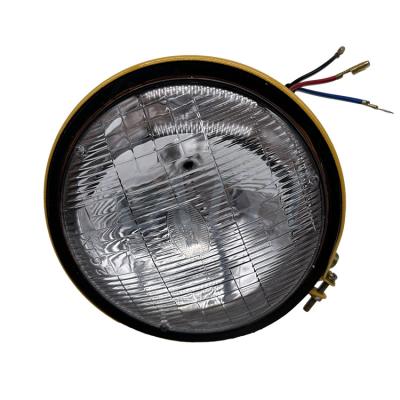 China Machinery Repairs Workshop Round Halogen Lamp H3 Halogen Plastic Head Light Universal Multi-pattern 24V Headlight Plastic Lamp for sale