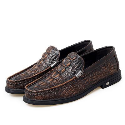 China Anti-Odor 38-47 crocodile pattern men's shoes new cross-border large men's small leather shoes lazy people pedal driving Doudou shoes for sale