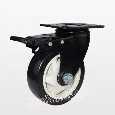 China swivel & Free Sample Rigid 4inch PVC/PU Wholesale Medium Duty White Rotary Disc Caster Trolley Wheel With Amazon Brake for sale