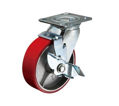 China 8in Brake Caster Side Caster Wheel Flat Free Shipping Cargo Wheels, Heavy Duty Roller Wheels, Good Heavy Duty 4/5/6 Inch PU Caster Wheel for sale