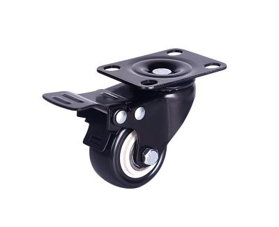 China High Wear Resistant PVC Locking Caster Cart 4 Inch Swivel Wheel, Black Polyurethane Universal Office Zhongshan Furniture Caster Wheel for sale