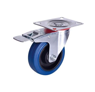 China 3 Inch 75mm Load Capacity Industrial High Quality Artificial Elastic Rubber Trolleys Red Glue Spinning Casters Free Flat Transport Wheels for sale