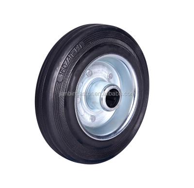 China 200mm 5inch/6inch/8 Inch Rigid Rubber Gabage Black Can Bin Black Rubber Single Plate Caster Wheel for sale