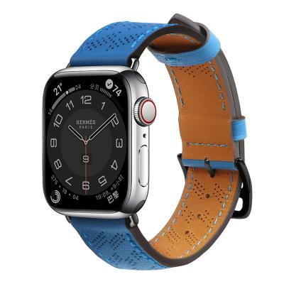 China New Soft Breathable Apple Watch Sports Strap 40mm44mm Perforated Leather Strap Ultra 49mm 45mm 41mm For iwatch87654321 for sale