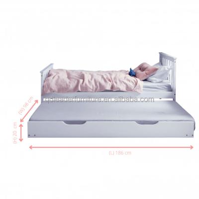 China Solid wood furniture guaranteed quality single bed with pull out underbed for sale