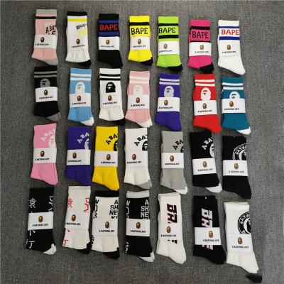 China High quality QUICK DRY unisex casual socks BAPE monkey head printing fashion embroidered style thongs loose sports socks for sale