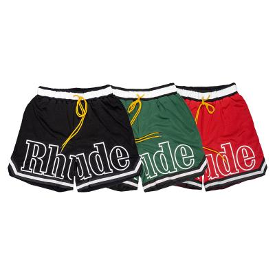 China Rhude High Street QUICK DRY American Sports Retro Shorts Mens Fashion Hip Hop High End Loose Basketball Pants To Mesh Pants for sale