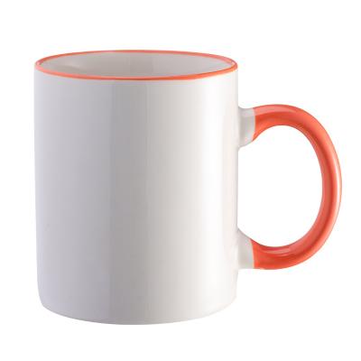 China Viable Wholesale High Quality 11oz White Stoneware With Handle Colored Sublimation Ceramic Coffee Mug for sale