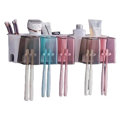 China Porous Drain Viable Upside Down No Punch Wall Mounted Multifunctional Bathroom Travel Toothbrush Holder for sale