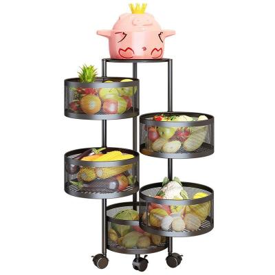 China Sustainable Fruit 5 Tier Vegetable Basket Multifunctional Household Kitchen Storage Rack for sale