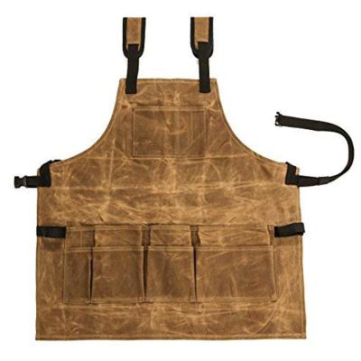 China Garden Tool Canvas Tool Cleaning Barber Waist Apron Waterproof Heavy Duty Waxed Apron for sale