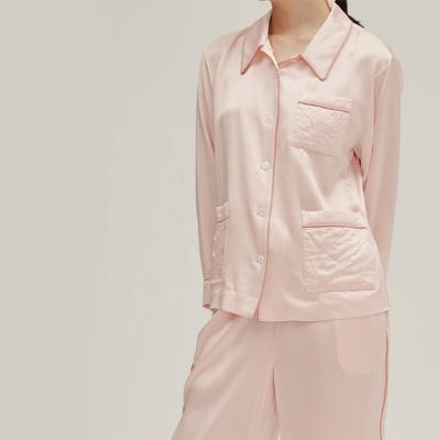 China QUICK DRY Long Sleeve Button Up Luxery Pure Mulbery Mulbery Silk Pajamas Women 2 Pieces Set Long Pajamas Loungewear for sale