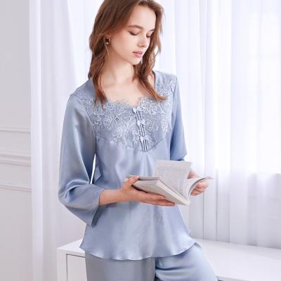 China QUICK DRY Odm/OEM 2Pcs Long Sleeve Pants New Arrival Custom Made 100% Mulbery Adult Women's Pure Silk Pajamas Set for sale