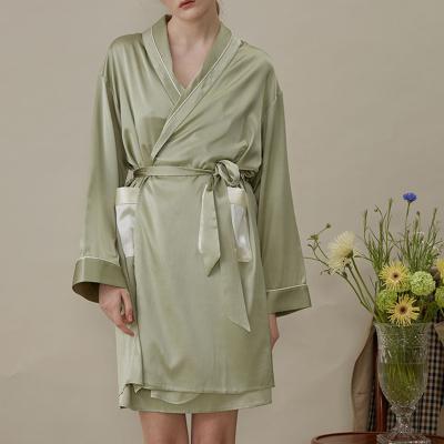 China Factory wholesale QUICK DRY satin long sheath high quality 100% pure silk long robes belted women 16MM kimono robe pajamas for sale