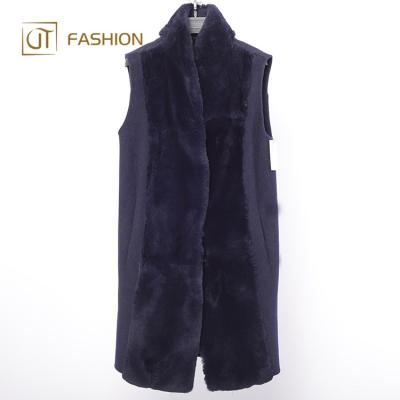 China 2018 New Style Women Winter Sweater Vest Lamb Fur Softly Knitting Real Sheepskin Vests With Wool Accessories Fur Sleeveless Vest for sale