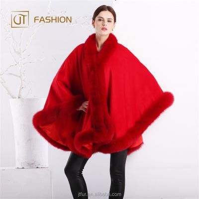 China Fox Fur& Fox Fur& Pashmina Trade Assurance Jtfur Made In China Women Luxurious Fur Poncho Real Red Fox Fur Cape for sale