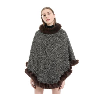 China Warm Imitation Poncho Coat Fur Shawl Winter Sweater Women Jtfur Anti Wrinkle Faux Cashmere Elegant Faux Fur Warm Imitation Anti-Wrinkle for sale