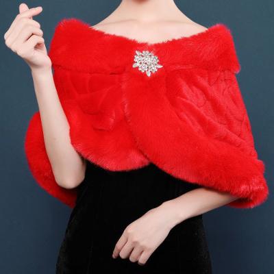 China Viable Fur Poncho And Cape Jtfur Party Evening Dress Cloak Shawl Cape Stole Wrap Faux Bridal Warm Fur for sale