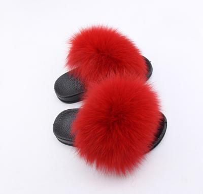 China CUSHIONING CUSHIONING Fashionable Fabric Child Kids Fur Feather Slippers Fluffy Sandals With Fur for sale