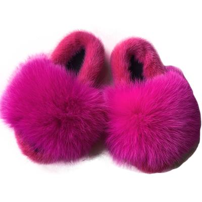 China CUSHIONING Real Fur Fox Fur Slippers Fuzzy Plush Hot Pink Shoes Ladies Jtfur Cute Soft Fluffy Home Slides Slippers Full Large for sale