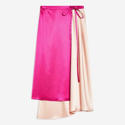 China Custom Brand Anti-Static Fashionable And Stylish Mature Women Wearing Mid Waist Zipper Up Short Silk Sari Wrap Skirt Color Blended Top Quality for sale