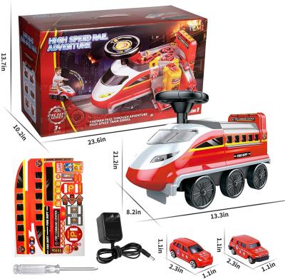 China Ride on Toy Songrebo Electric Story Machine's Big Adventure Sliding Baby Toy Ride Car Fire High-Speed ​​Electric Rail Kid's Car for sale