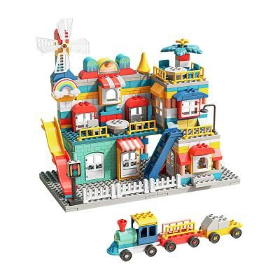 China DIY TOY Songrebo Puzzle Board Game 2 in 1 265 Large ABS Particles Windmill Train Farm Building Block Assembled Models DIY By Variety for sale