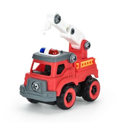 China Two Tools Songrebo Children Building Block Assembled Fire Truck Toy Car Fire DIY Detachable Fire Truck for sale