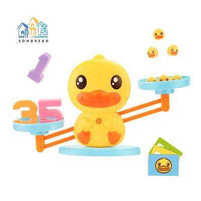 China Songrebo Small Duck Mathematical Balance Scale Children's Toy Digital Addition Yellow Parent-child Interaction and Subtraction Educational Toy for sale