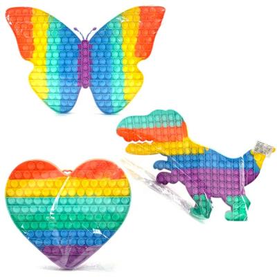 China Colorful Stress Reliever Songrebo Dinosaur Butterfly Love Popit Fingertip Toy Push Elastic Decompression Popit Squeeze Toy for sale