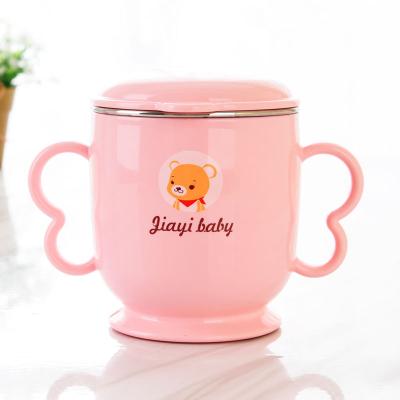 China 304 Stainless Steel Children's BPA Free Baby Cup Baby Cup Training Feeding Cup Set Eco-Friendly Baby Tableware for sale