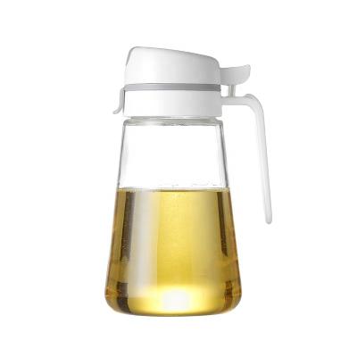 China Viable Automatic Flip Olive Oil Dispenser Bottle, Glass Vinegar Dispensing Condiment Services, No-Press Condiment Leakproof Container for sale