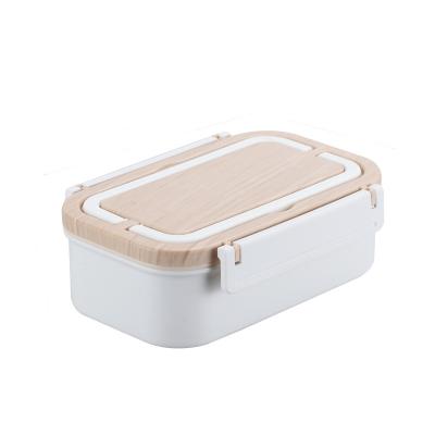 China Grit Share 304 Stainless Steel Two Compartment Lunch Box Office Microwavable S+P Disposable Wooden Portable Lunch Box for sale