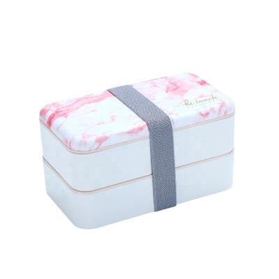 China Hot Sale Microwavable Leakproof Japanese Lunch Box Container Double Layers 1400ml Bento Box OEM Customized Microwavable S+P Lunch Box for sale