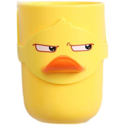 China Lovely Cartoon Style Duck Toothbrush Holder Punch Free Standing Bathroom Viable Toothbrush Holder for sale