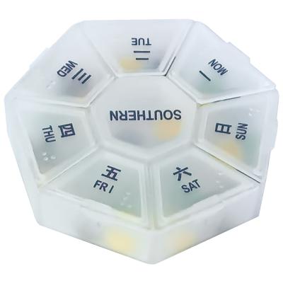 China 7 Compartments Medicine Pill Case 2377 Mini Portable Multifunctional Weekly Travel Medicine Case Pill Dispenser Medicine Box for sale