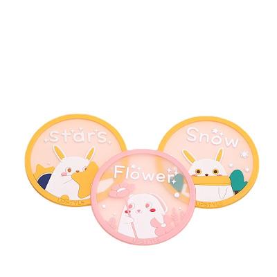 China Hot Selling Viable Cartoon Rabbit Coffee Tea Milk Cup Mat Home Decoration PVC Round Table Cup Drinking Mat S for sale