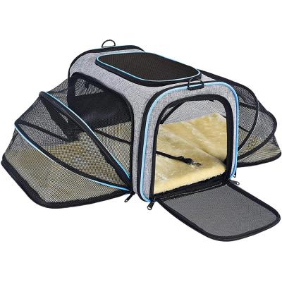 China Anti-Theft Portable Travel Pet Carrier Foldable Soft-Sided Small Puppy and Cat Carrier Bag Travel Bag for pets for sale