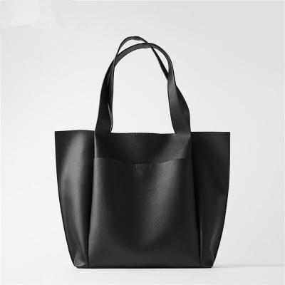 China Other Women Black Bag Minimalist Large Capacity PU Handbag Shoulder Korean Tote Bag for sale